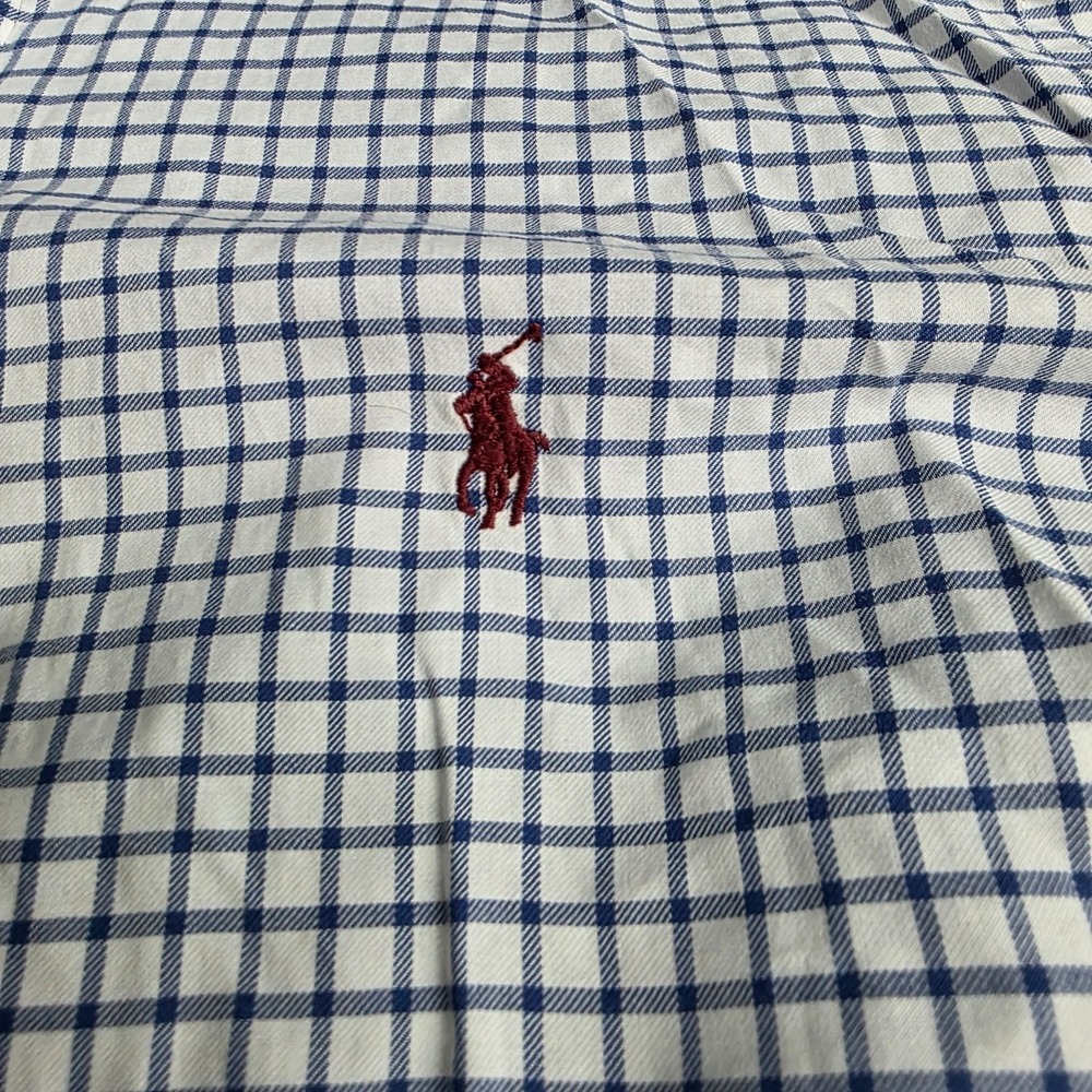 Ralph Lauren Mens Long Sleeve Button Down Shirt Blue White Check SZ M - Picture 2 of 6
